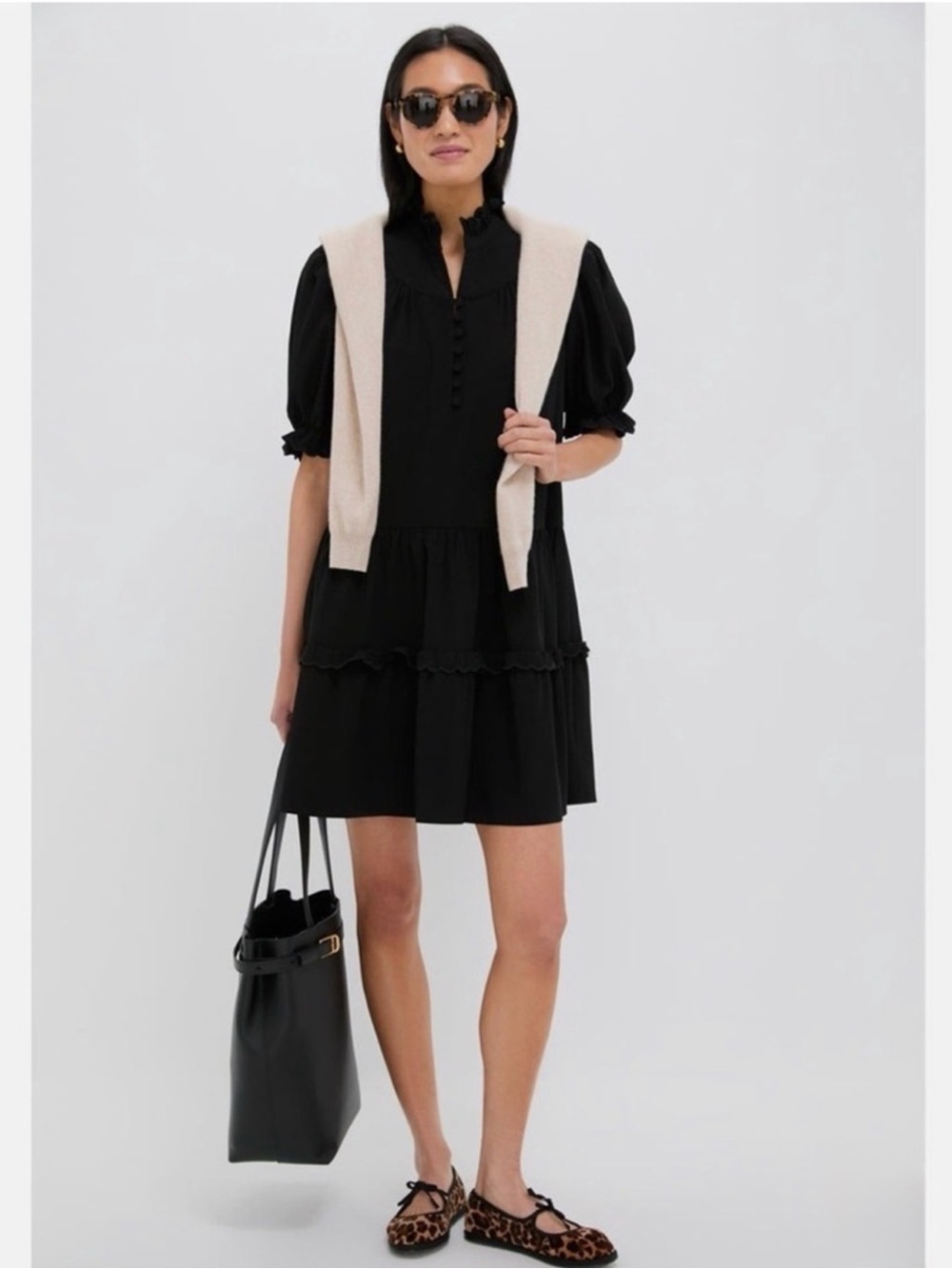 Pomander Place Selena Black Tiered Short Dress with Ruffle